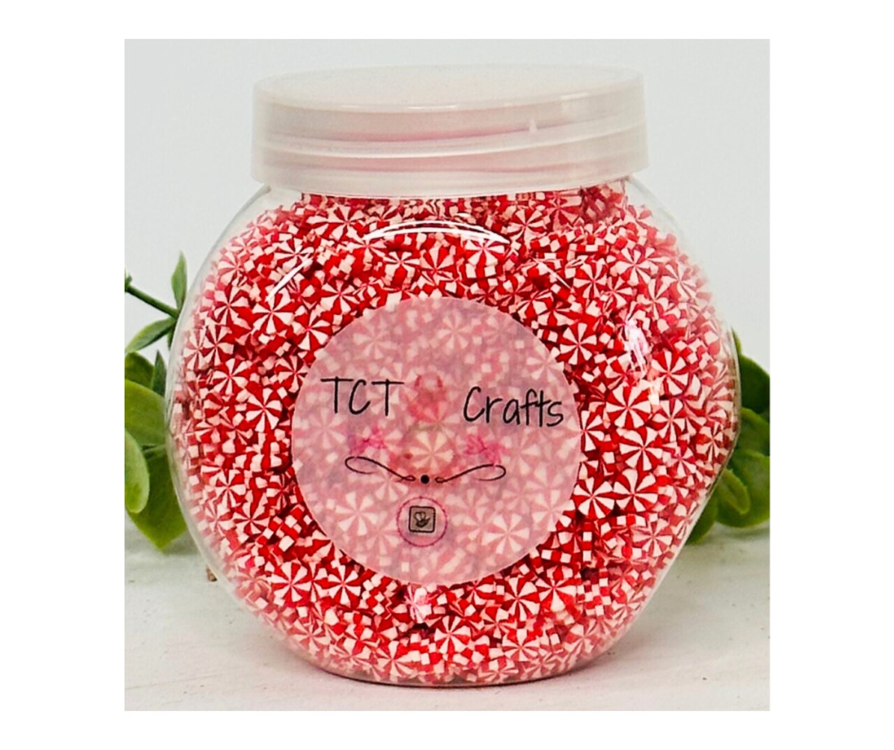 150g 5mm Red/White Peppermint Polymer Clay Sprinkle Mix - Perfect for Fake Bakes, Clay Art, Slime - Festive, Joyful, and Playful